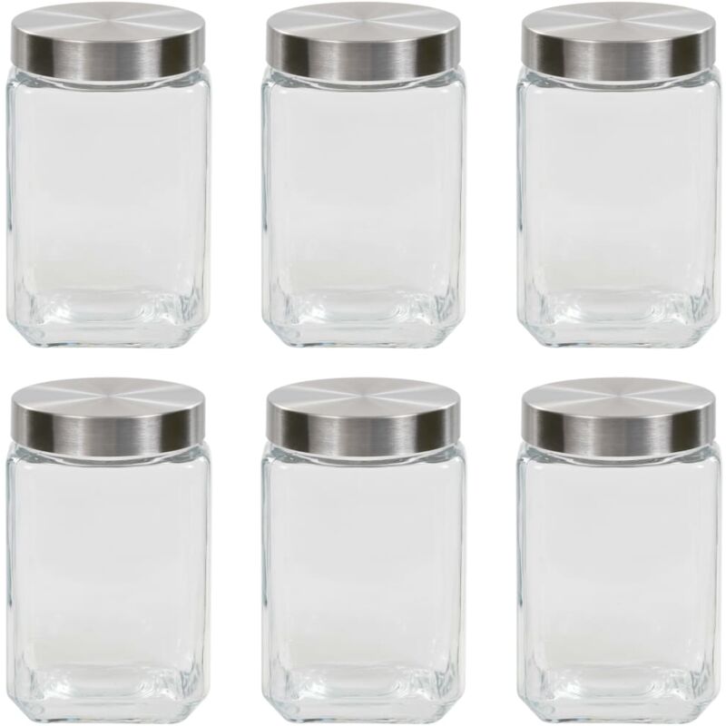 

Tarros de almacenaje con tapa plateada 6 uds 1700 ml - Transparente - Vidaxl