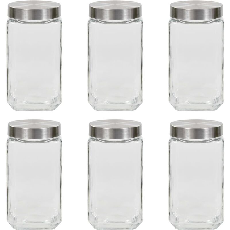 

Tarros de almacenaje con tapa plateada 6 uds 2100 ml