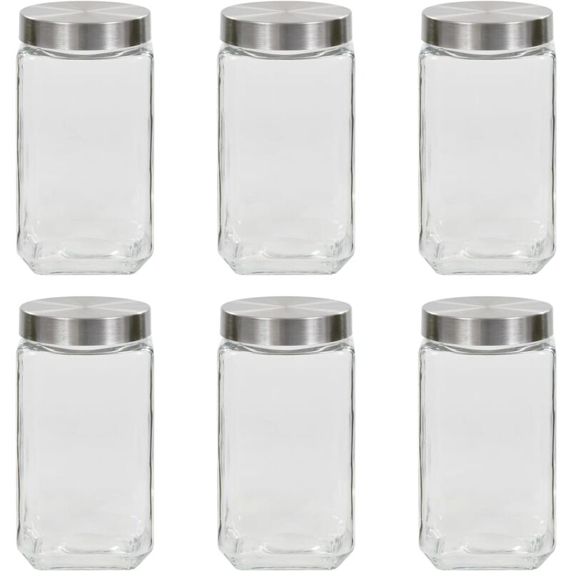 

Tarros de almacenaje con tapa plateada 6 uds 2100 ml - Transparente - Vidaxl