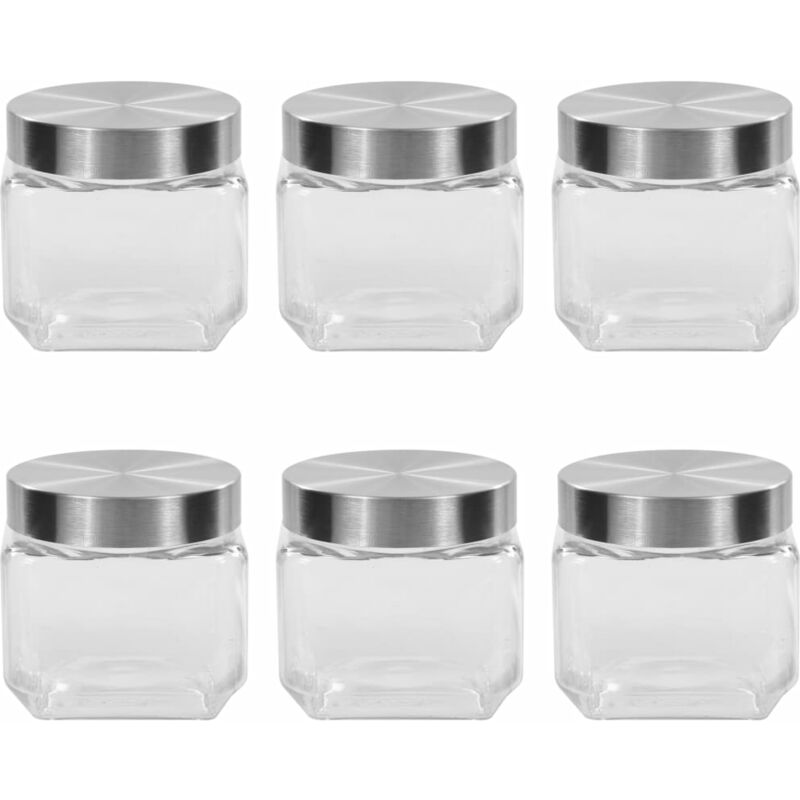 

Tarros de almacenaje con tapa plateada 6 uds 800 ml