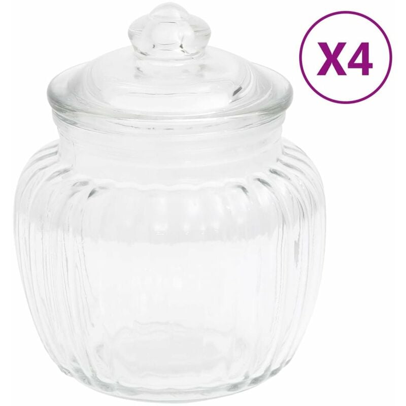 

Happyshopping - Tarros de almacenaje de vidrio 4 unidades 500 ml