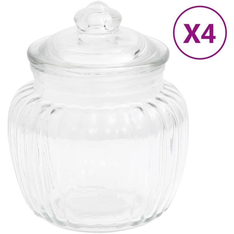 

Tarros de almacenaje de vidrio 4 unidades 500 ml
