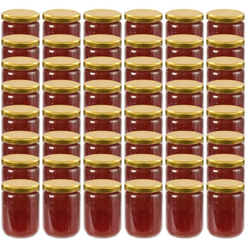 

Tarros de mermelada de vidrio con tapa dorada 48 uds 230 ml