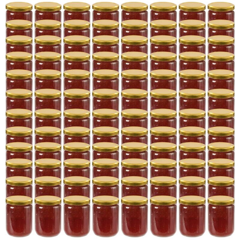 

Tarros de mermelada de vidrio con tapa dorada 96 uds 230 ml