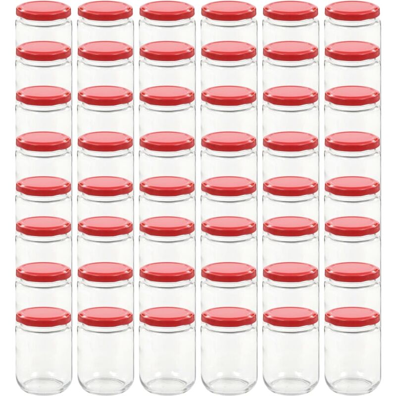 

Happyshopping - Tarros de mermelada de vidrio con tapa roja 48 unidades 230 ml