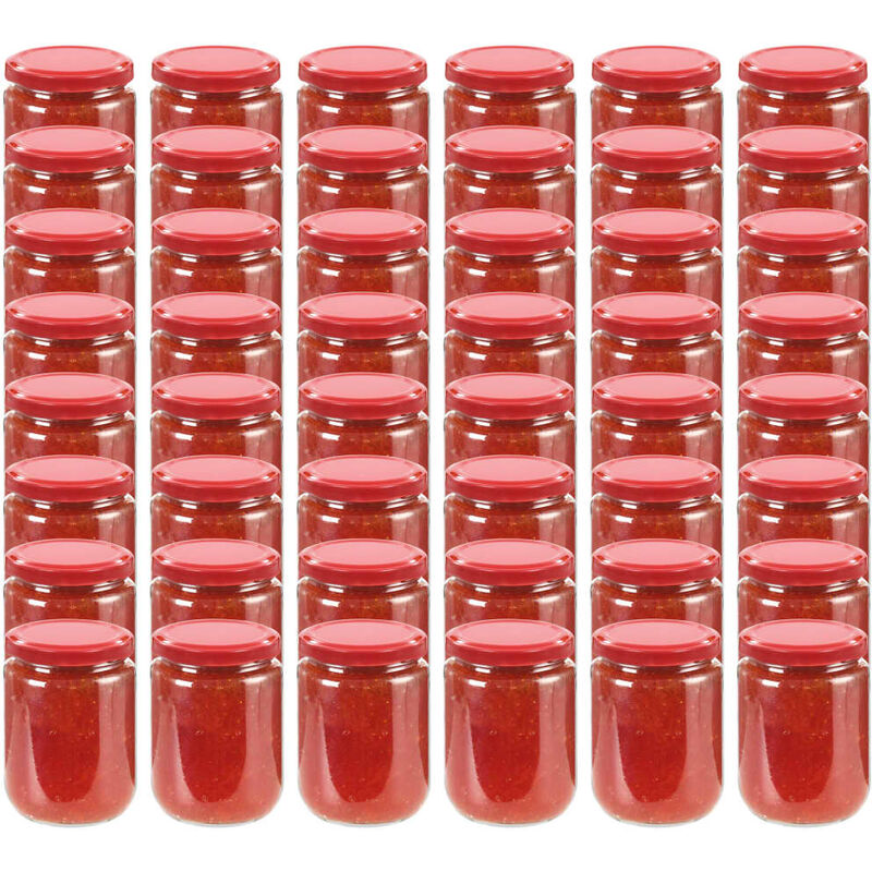 

Tarros de mermelada de vidrio con tapa roja 48 unidades 230 ml