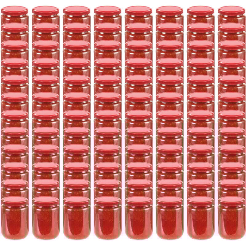 

Tarros de mermelada de vidrio con tapa roja 96 unidades 230 ml