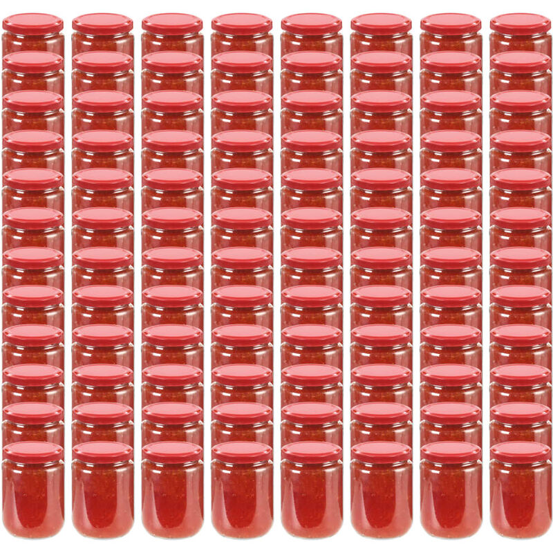

Tarros de mermelada de vidrio con tapa roja 96 unidades 230 ml - Rojo