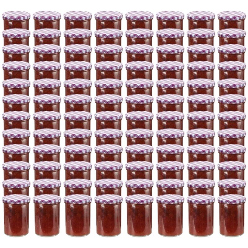 

Tarros de mermelada de vidrio tapa blanca y morado 96 uds 400ml