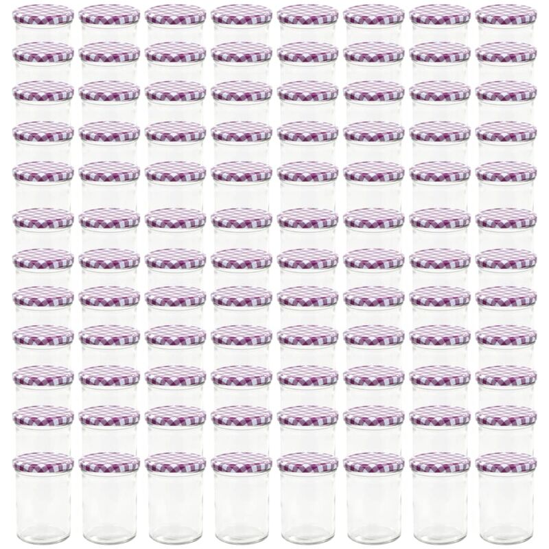 

vidaXL Tarros de mermelada de vidrio tapa blanca y morado 96 uds 400ml - Púrpura