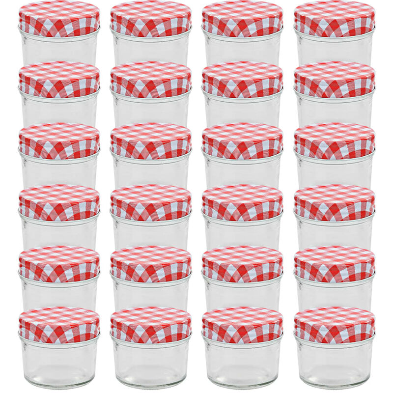 

Tarros de mermelada de vidrio tapa blanca y roja 24 uds 110 ml