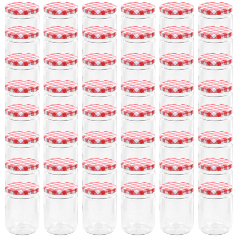 

Tarros de mermelada de vidrio tapa blanca y roja 48 uds 230 ml - Rojo - Vidaxl