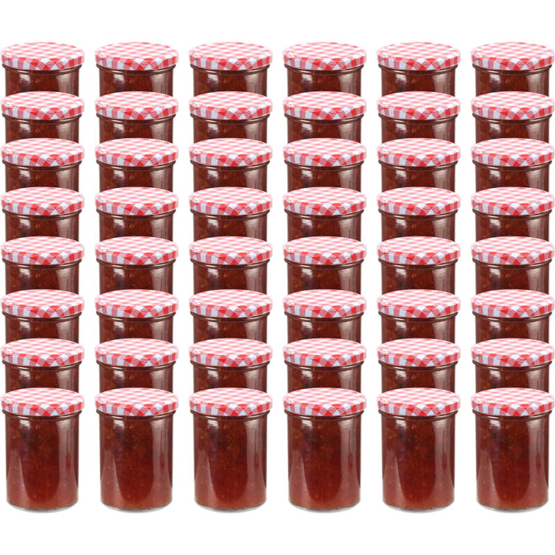 

Tarros de mermelada de vidrio tapa blanca y roja 48 uds 400 ml