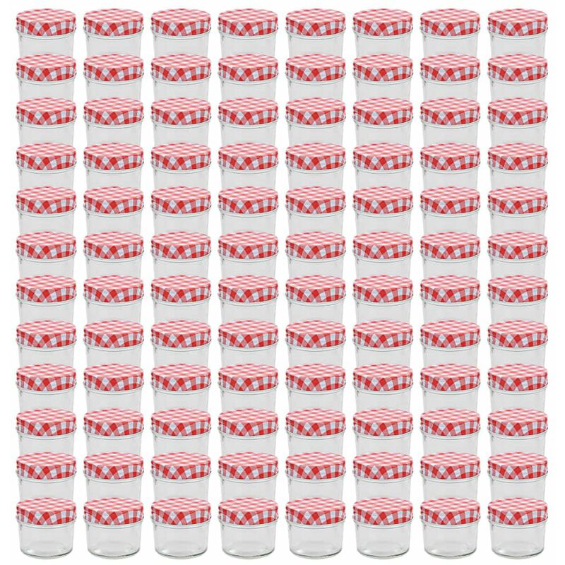 

Tarros de mermelada de vidrio tapa blanca y roja 96 uds 110 ml
