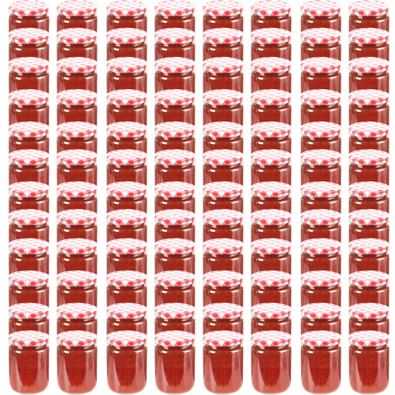 

Tarros de mermelada de vidrio tapa blanca y roja 96 uds 230 ml