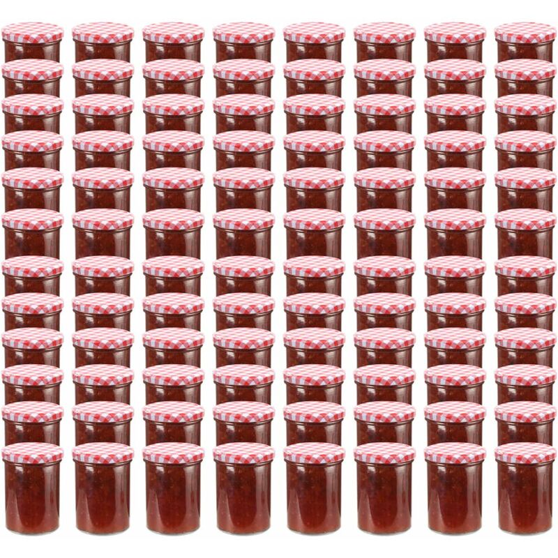 

Tarros de mermelada de vidrio tapa blanca y roja 96 uds 400 ml