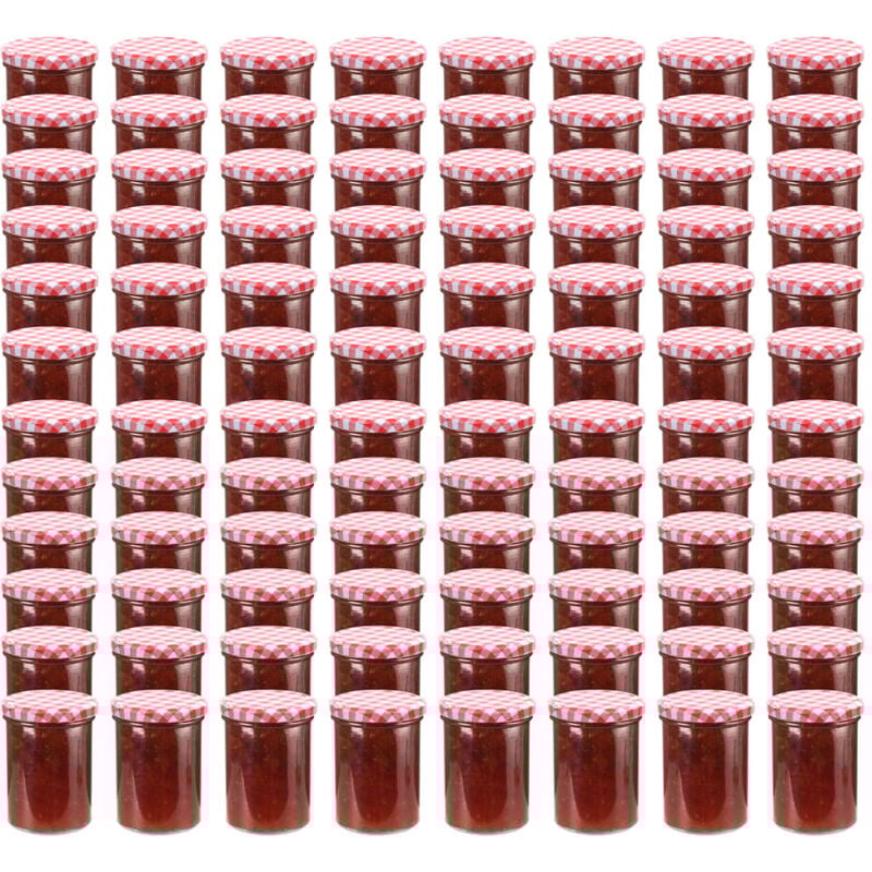 

Tarros de mermelada de vidrio tapa blanca y roja 96 uds 400 ml