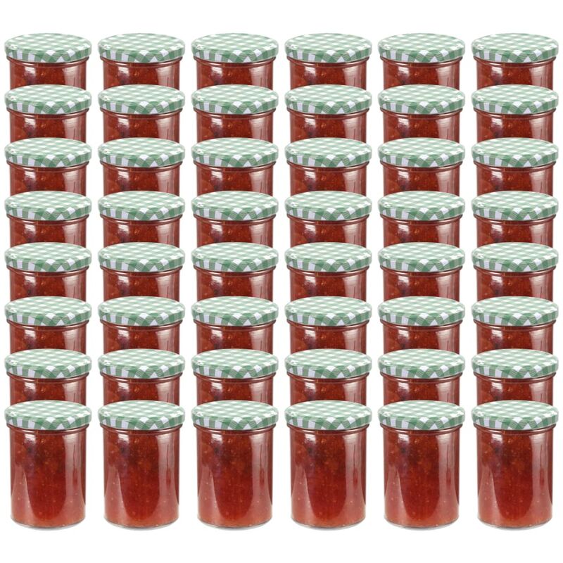 

Tarros de mermelada de vidrio tapa blanca y verde 48 uds 400 ml