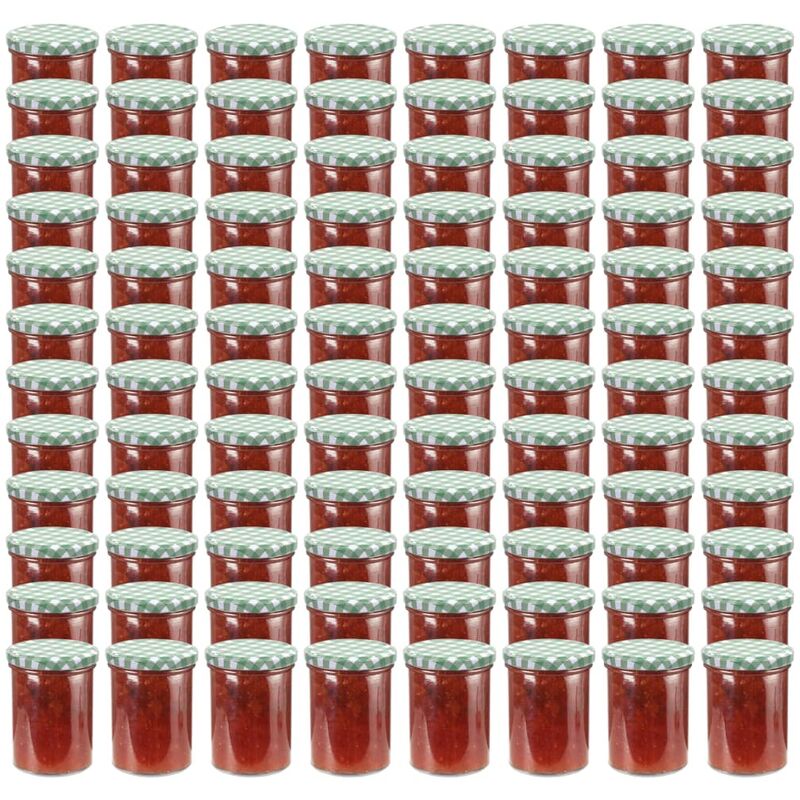 

Tarros de mermelada de vidrio tapa blanca y verde 96 uds 400 ml
