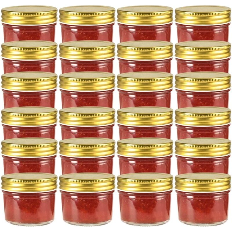 

Happyshopping - Tarros de mermelada de vidrio tapa dorada 24 uds 110 ml