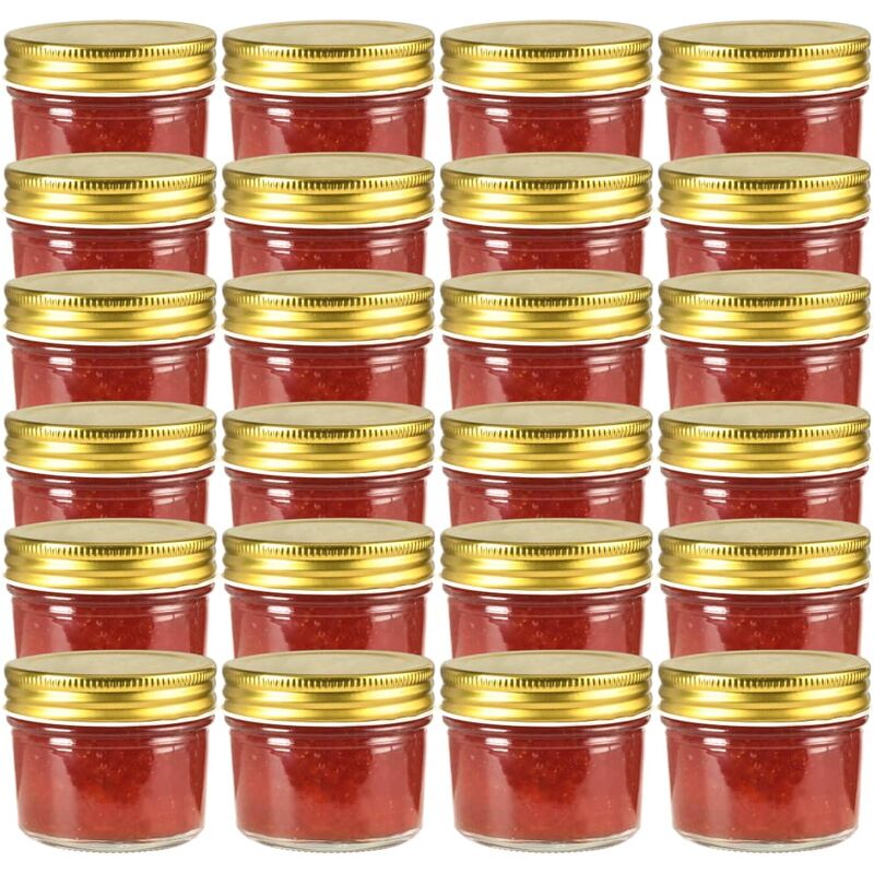 

Tarros de mermelada de vidrio tapa dorada 24 uds 110 ml