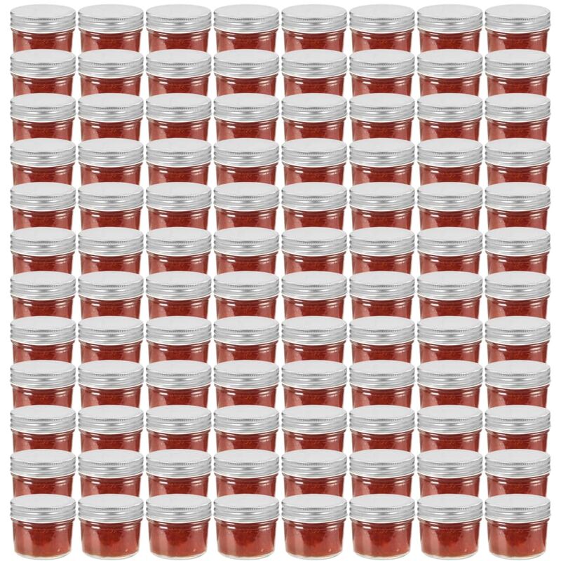 

Tarros de mermelada de vidrio tapa plateada 96 unidades 110 ml