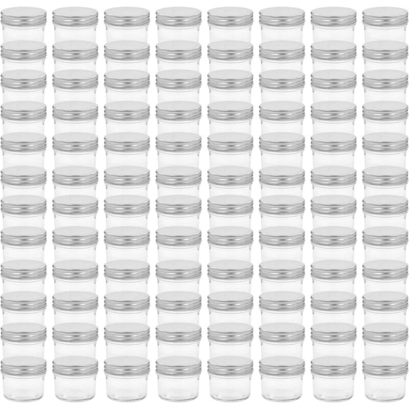

vidaXL Tarros de mermelada de vidrio tapa plateada 96 unidades 110 ml - Plateado