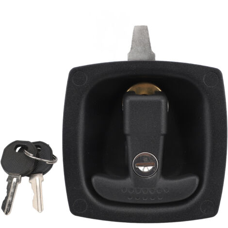 TARSHYRY Loquet de Boîte à Outils Loquet de Poignée en T en Alliage de Zinc Noir Type T Boîte à Outils Serrure à Poignée Pliante avec Deux Clés Serrure de Porte RV pour Caméra RV par.