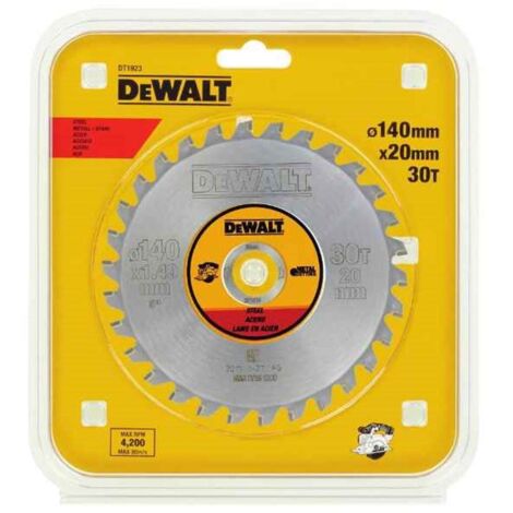 Tarte 140x30T 20mm pour métal acier DEWALT DT1923
