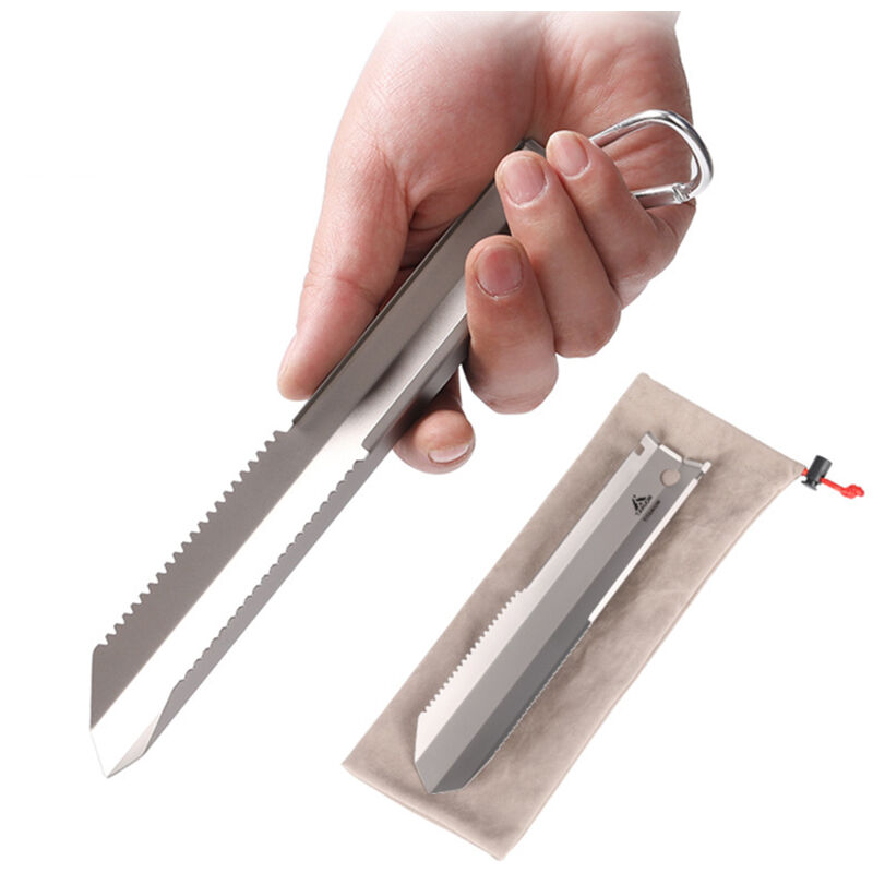 Taruor Titanium Garden Pelle dentelée à la main Camping en plein air Randonnée Sac à dos Truelle avec clip