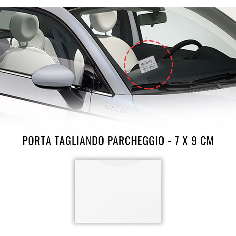 Tasca Porta Contrassegno Parcheggio Auto, Bianco, 7 x 9 cm