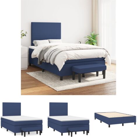 Taschenfederkern - vidaXL Boxspringbett mit Matratze Blau 120x200 cm Stoff - Stoffbett