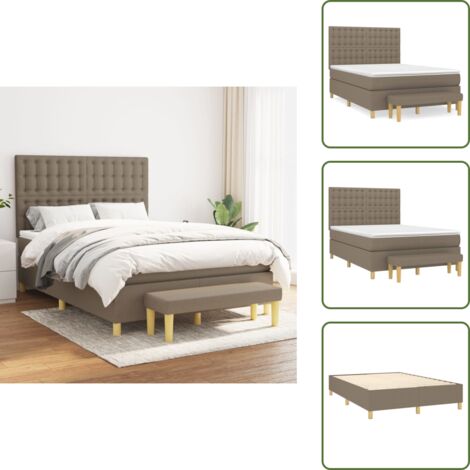 Taschenfederkern - vidaXL Boxspringbett mit Matratze Taupe 140x190 cm Stoff - Stoffbett