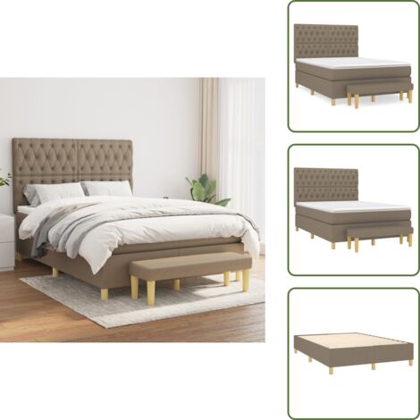 Taschenfederkern - vidaXL Boxspringbett mit Matratze Taupe 140x190 cm Stoff - Stoffbett