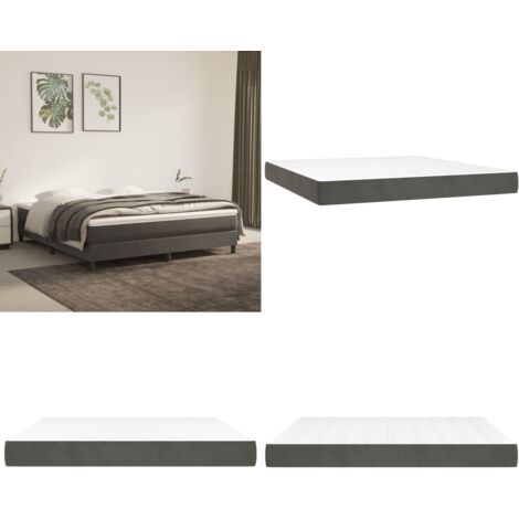 Taschenfederkernmatratze Dunkelgrau 160x200x20 cm Samt - Samtmatratze - Federkernmatratze - Doppelbettmatratze - Matratze 160x200 - Dunkelgraue Matratze - Home & Living