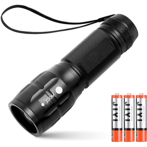 Taschenlampe, kleine Taschenlampe, wasserdicht, Outdoor-Taschenlampe mit einstellbarem Fokus, Notfall-Taschenlampe, inklusive AAA-Batterien, taktisches Zubehör und Campingzubehör