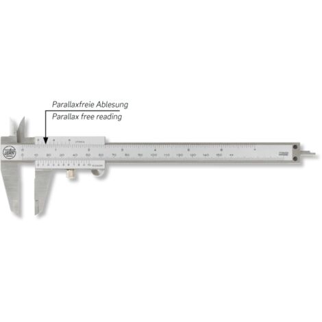 Taschenmessschieber active inox Tiefenmaß eckig 150 mm mit Feststellschraube