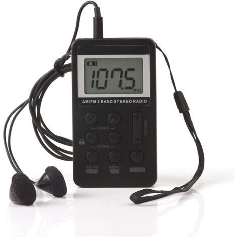 Taschenradio, tragbares Radio mit Kopfhörer, Mini-AM/FM-Digital-Stereoradio mit Kopfhörer, wiederaufladbarem Akku-LCD-Display zum Gehen/Laufen, persönliches Radio mit Micro-USB