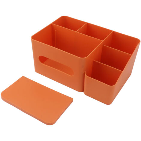 Taschentuchbox mit Kunststoffdeckel – Stilvoller Schreibtisch-Organizer für Zuhause und Büro, glatte Oberfläche, Orange