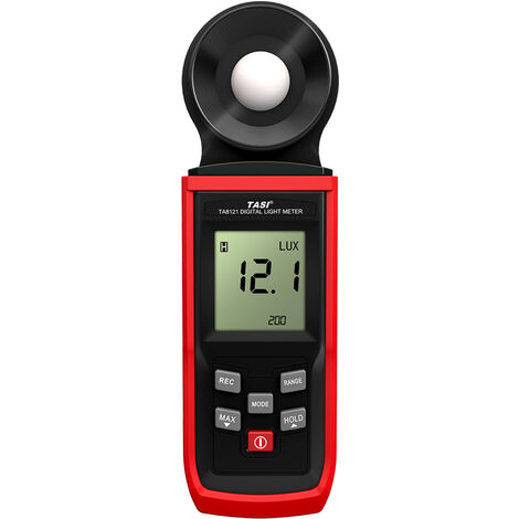 TASI Handheld Lux Meter Mini LCD Luminometer Digital Photometer Luxmeter Light Meter Illuminometer 0-100000 Lux with Max/Min/Data Hold Mode,model:Black & Red