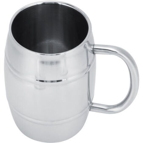 Tasse à bière en acier inoxydable 304 double paroi 470ml, idéale pour camping, thé et café avec anse.