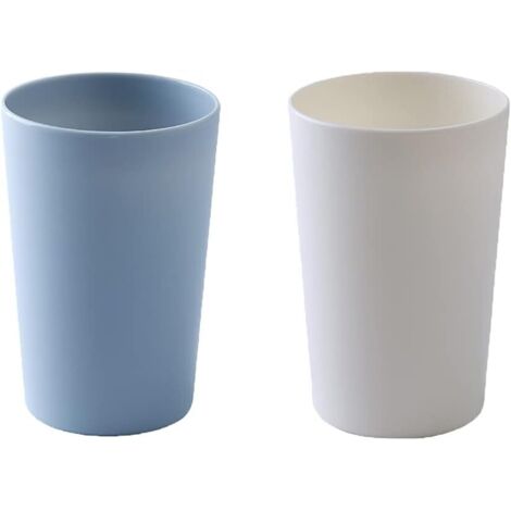 Tasse à boire simple, tasse en plastique pour la maison, support à brosses à dents pour couple, grande capacité 300 ml (10 oz) mug (bleu et blanc)