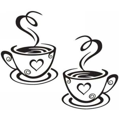 Tasse à Café Design Autocollants Mur Maison Stickers Cuisine Restaurant Décor