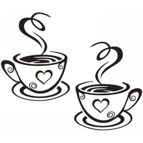 Tasse à Café Design Autocollants Mur Maison Stickers Cuisine Restaurant Décor