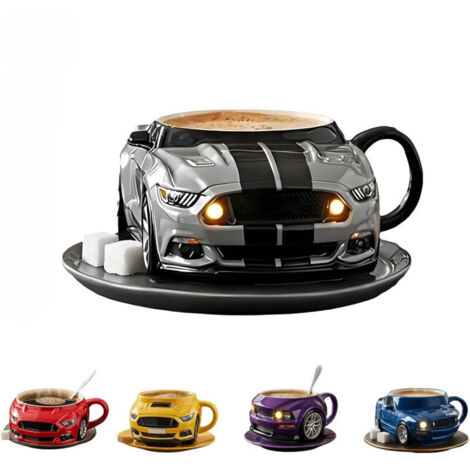 Tasse à Café en Acier Inoxydable Double Paroi Forme Voiture, Gris, pour Bureau ou Voiture