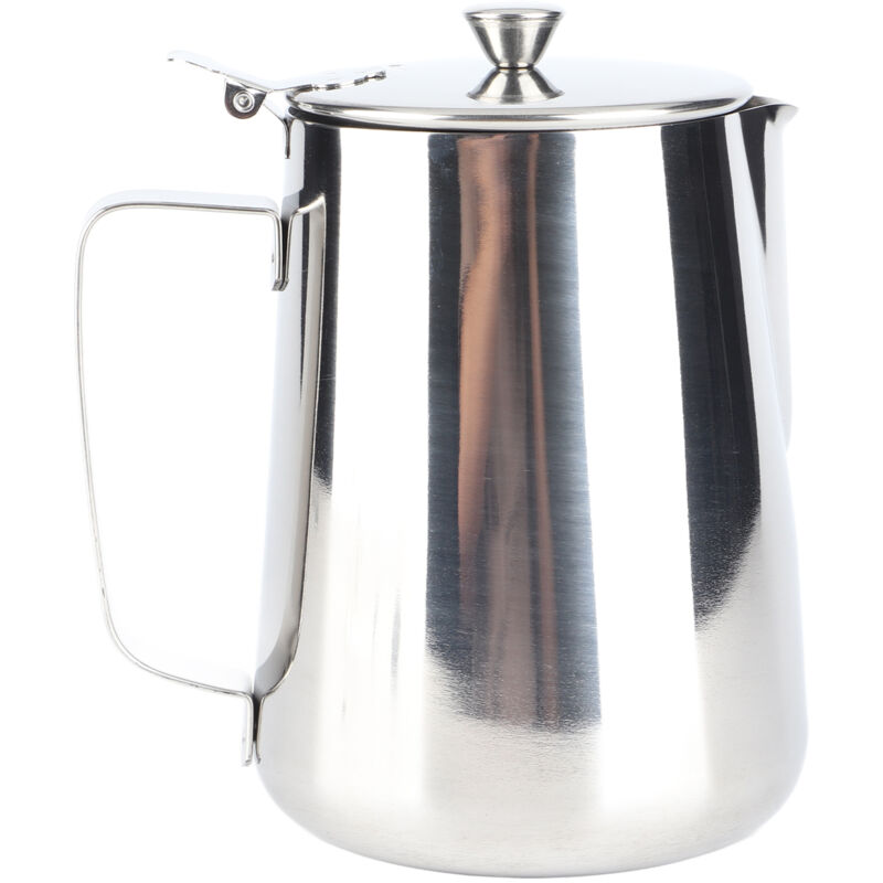 Tasse à café en acier inoxydable, pichet à mousse de lait avec couvercle pour café au lait (1500 ml)