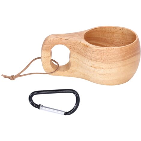 Tasse à café en bois 200ml avec crochet, idéale pour bureau et maison, portable et pratique.