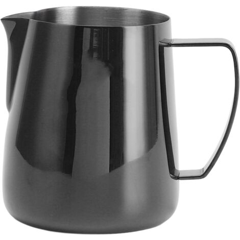 Tasse à café et à Lait, Pichet à Mousse de Lait, Bec Pointu Antirouille en Acier Inoxydable 304 pour Bar Hôtel (Noir 400ml).