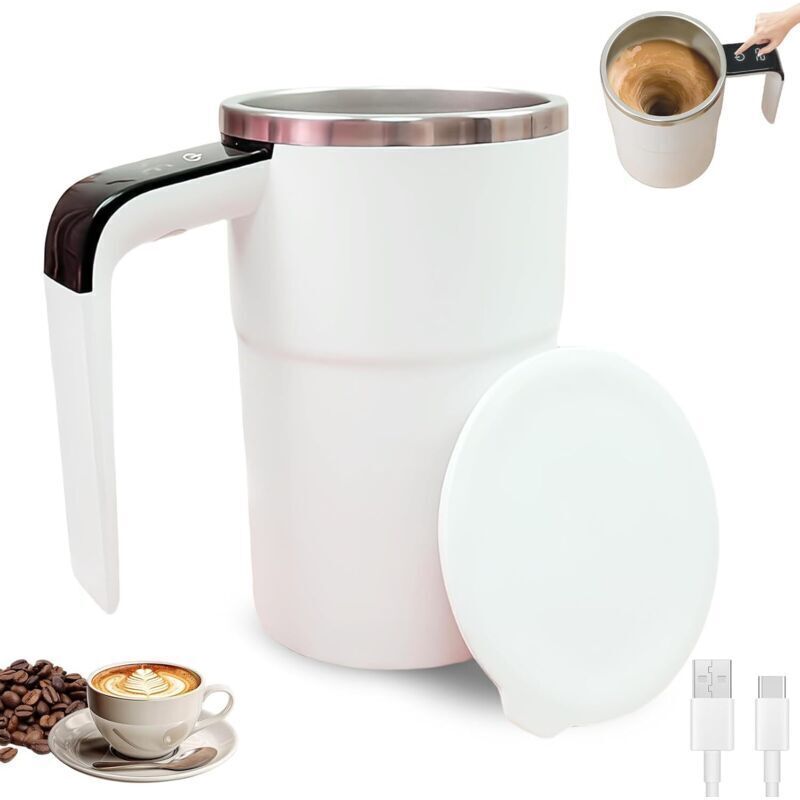 Tasse à café mélangeuse automatique 380 ml avec couvercle et recharge USB Ortviai