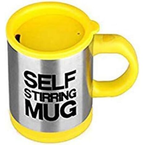 Tasse à café réutilisable, tasse à café à agitation automatique, rotation de tasse à café en acier inoxydable, mélange automatique électrique, tasse à café automatique (Jaune) - 400ML,